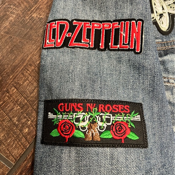 Elwood Garage Trucker Denim Jacket AC DC Pink Floyd LED Zeppelin Guns N Roses - Picture 8 of 9